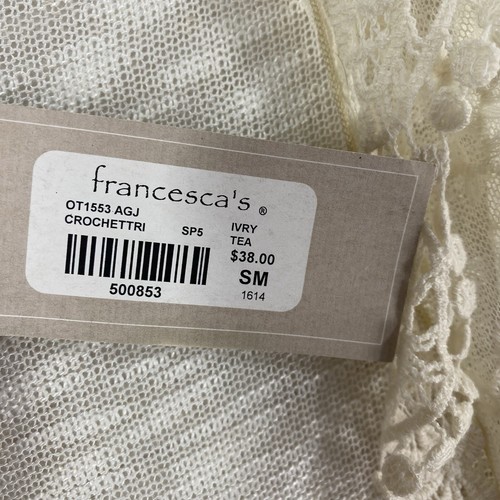 Francesca's Womens 3/4 Dolman Sleeve Open Front Cardigan Sz S Ivory Lightweight - Picture 9 of 11