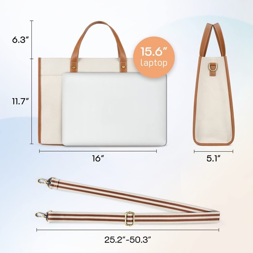 Missnine Laptoptasche Canvas Laptoptasche 15,6 Zoll Arbeit Schultertaschen Casua... - Bild 6 von 7
