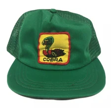 Vintage 70s 80s Cobra Racing Green Patch Trucker Snapback Hat Cap