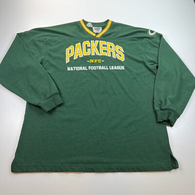 Vintage Lee Sports Green Bay Packers Sweater Mens Extra Large XL Green V Neck