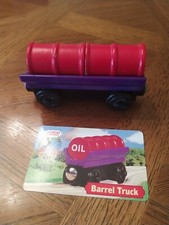 2001 Wooden Thomas Train Purple Barrel Car with Collector card retired 