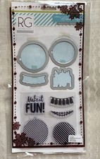 Never Used 5 Clear Rubber Stamps  4 Dies Set "Balloon Fun" by Spellbinders