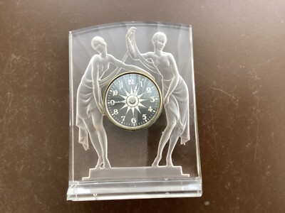 SABINO Paris Art Deco Tischuhr Clear Crystall 1920s Uhr läuft signiert