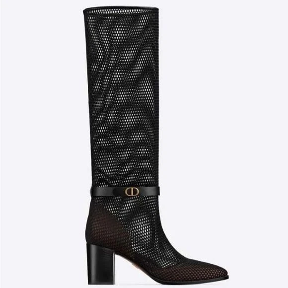 Bottes en maille et cuir Christian Dior Empreinte