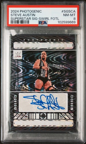 2024 Photogenic WWE Stone Cold Steve Austin Superstar Sig FOTL Swirl /13 PSA 8