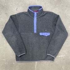VTG 90’s Patagonia Snap T Fleece Pullover Gray Purple Womens Large USA Made