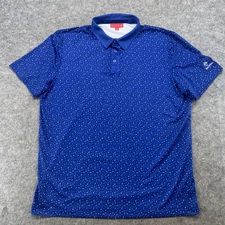 Redvanly Men’s Polo Shirt XL Geometric Pattern AOP Pattern Performance Blue Golf