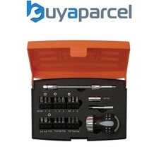 Bahco 22 Piece Stubby Ratchet Screwdriver 1/4" Bit Holder & Bits Set 808050S-22