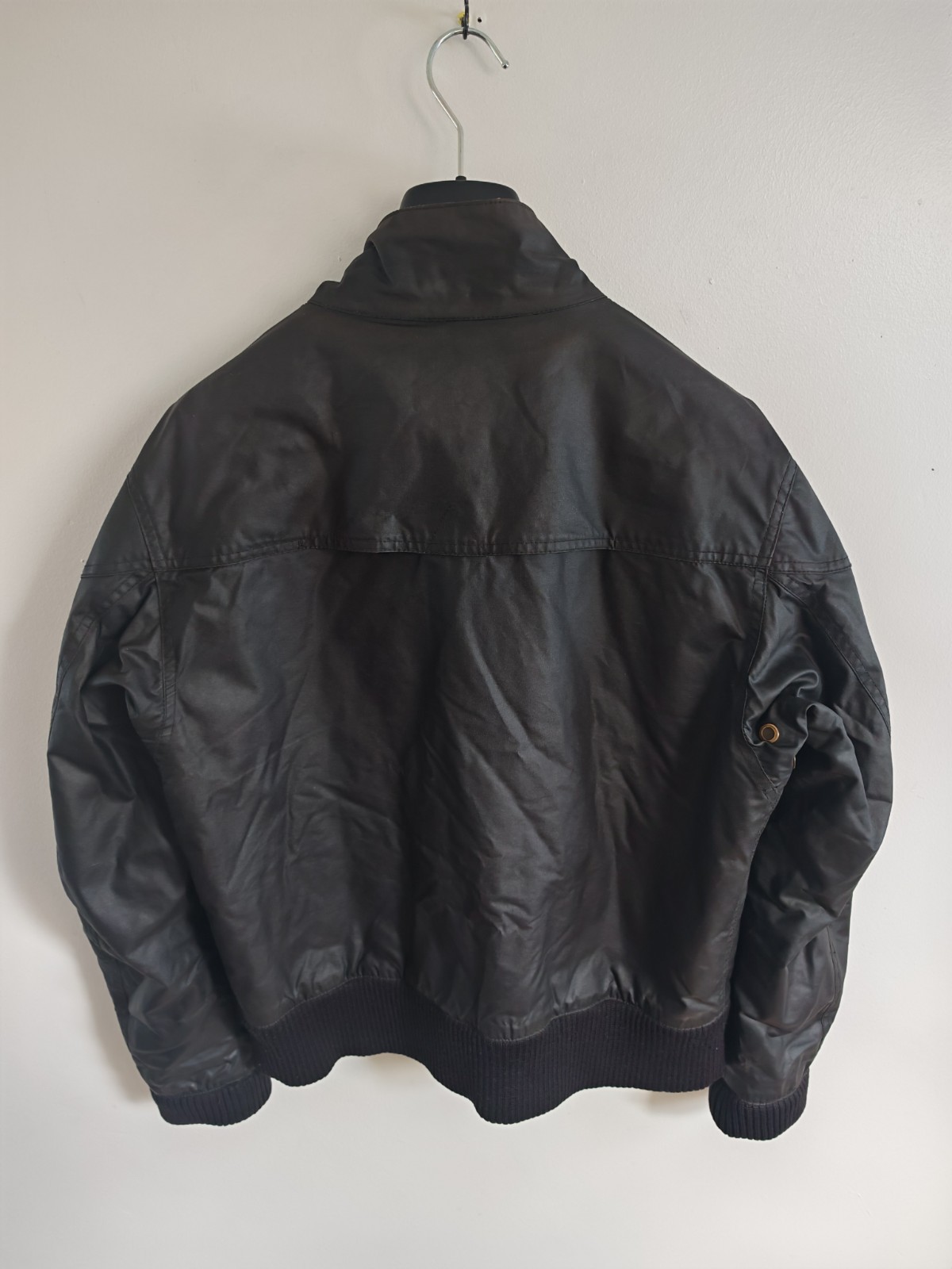 Belstaff Waxed Cotton Bomber Jacket Black Brown Malenotti Era Mens Size M image 3