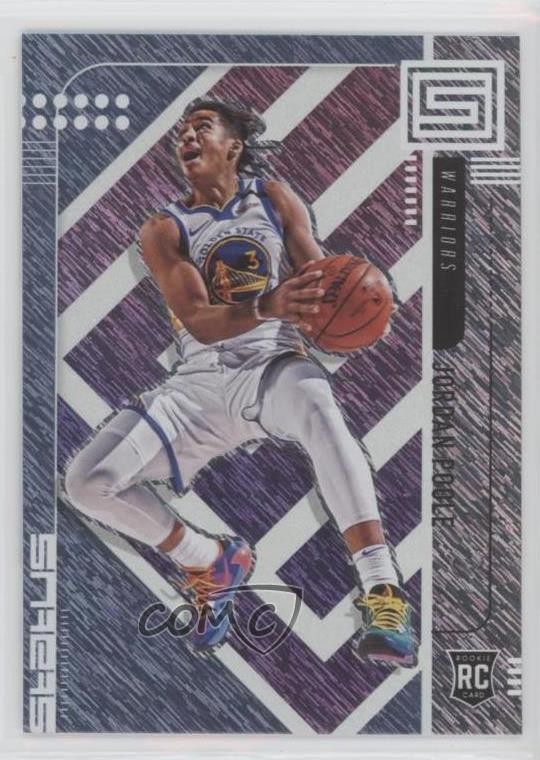 2019-20 Panini Status Tmall Blue Jordan Poole #1 Rookie RC 02b5