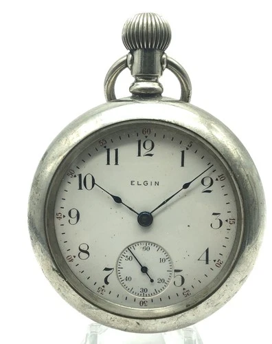 Antique 1911 Elgin Grade 317 Pocket Watch Parts Silverode Case 18s 15j RUNS