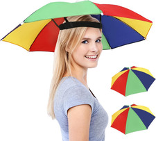 2 Pack Umbrella Hat for Adults with Elastic Band, Fun Colorful Party Umbrella Ha
