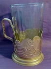 Vintage Tea Glass Cup Holder Russian USSR Podstakannik 1970s Original Animals