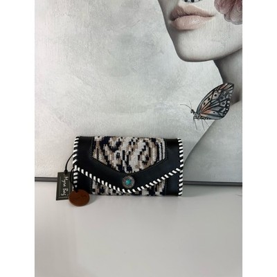 Myra Black and Cream Woven Wallet