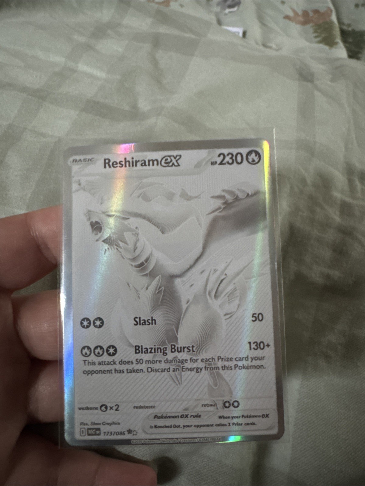 Reshiram Ex 173/086 White Flare Mint