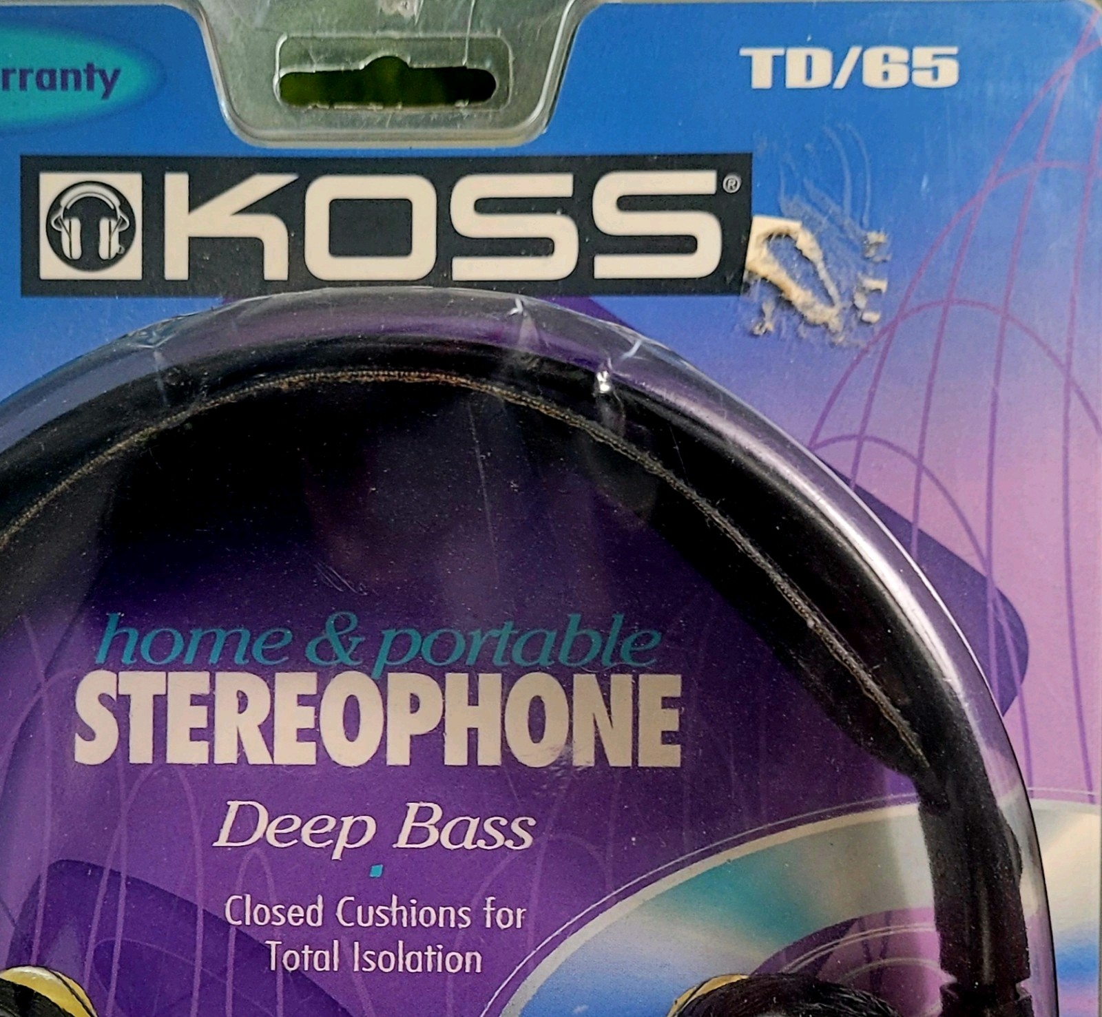 Koss TD65 Home & Portable Stereo Black Corded Headphones Deep Bass in Package 
