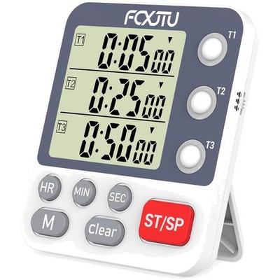 Digitale Dual-Küchentimer, 3 Kanäle, Count-Up/Down-Timer, großes Display, lau...