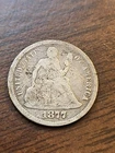 1877-CC Liberty Seated Early US Silver Dime 10C - Carson City Mint