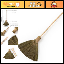 Large Handmade Straw Broom - Soft Sweeping Broom with Wooden Handle - 46.5 Deco