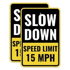 2PC 15 Mph Speed Limit Sign, 18 x 12 (12 x 18) inch, Slow Down 15MPH Sign
