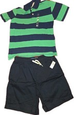 Boy's Spring/summer Set Polo Shirt 10/12 Navy Blue Shorts 14/16 Nwt