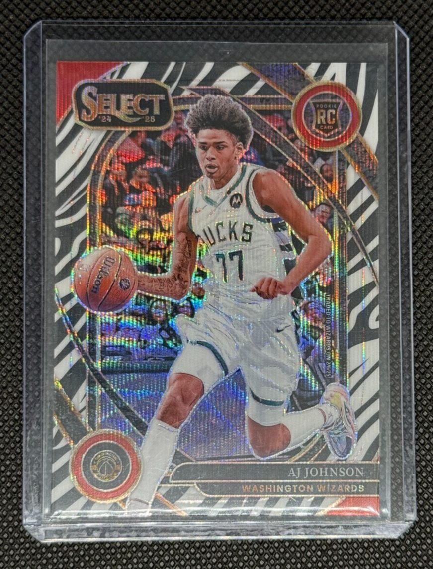 24/25 Panini NBA Select Basketball AJ Johnson Zebra SSP Courtside