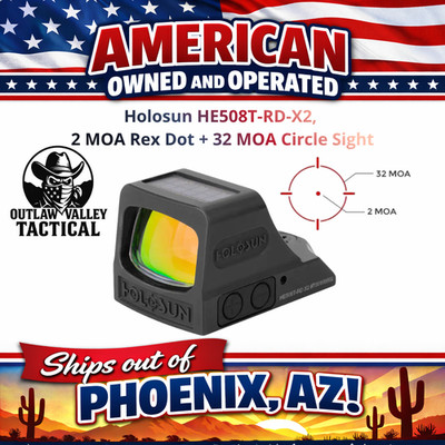 Holosun HE508T-RD-X2, 2 MOA Rex Dot + 32 MOA Circle Sights HE508T-RD X2