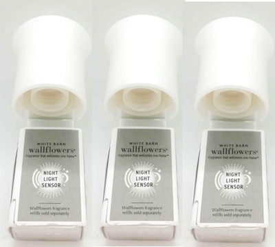 3 PC Set Bath & Body Works Wallflower Plug In Bulb White Cone Night Light Sensor