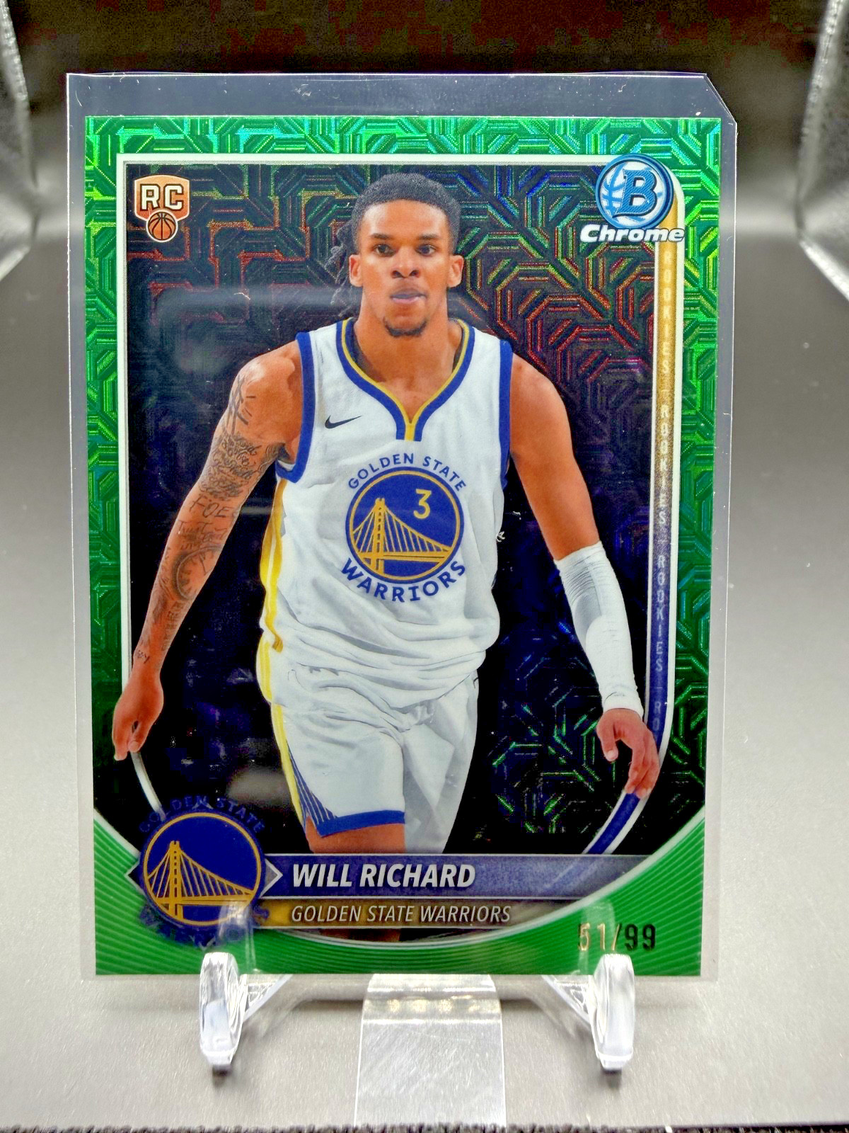 Will Richard 2025-26 Bowman BCV-52 Green Mojo Refractor /99 RC Warriors