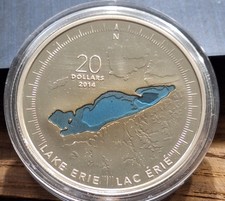 2015 $20 Canadian Silver Coin The Great Lakes:Lake Erie .9999 1oz.