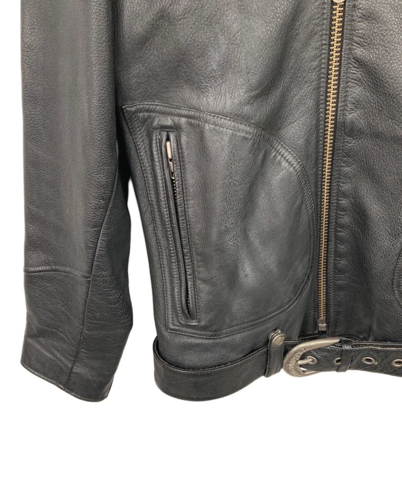 Harley-Davidson Double Leather Riders Jacket Men's Size M Black image 5