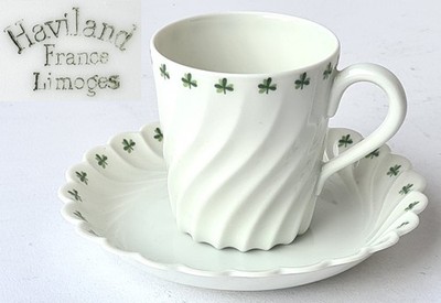 Alte Kaffee-Tasse + Untertasse Haviland Limoges France T105