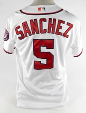 2019 Washington Nationals Adrian Sanchez #5 Game Used White Jersey Stars Stripes