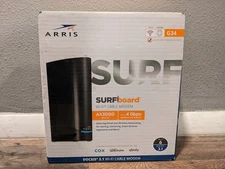 ARRIS SURFboard G34 DOCSIS 3.1 Gigabit Modem +AX3000 WiFi 6 Router +Wrty 7/21/27