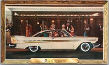 Vintage 1958 PLYMOUTH FURY Car Advertising Postcard 2-Door / White Car - UNUSED