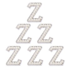 6 Pcs Rhinestone Letters Patches Initial Letters Z Self-Adhesive Patches White
