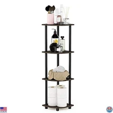 Furinno Turn-N-Tube 4-Tier Corner Display Rack - Multipurpose Shelving, Dark