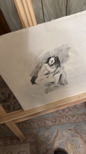 Original signierte Akt Lithographie Frain 15"x12" moderner französischer Stil Figur Studie - Bild 3 von 6