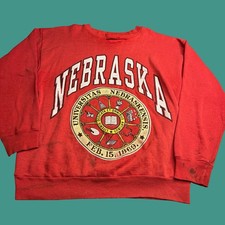 Vintage 1990 University Of Nebraska Huskers Crewneck Sweatshirt USA Thrashed M/L