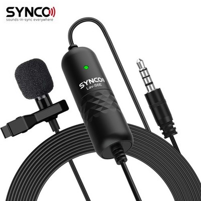 SYNCO Lav-S6E Wired Lavalier Mic Microphone Omnidirectional Condenser Lapel Mic
