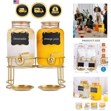 Drink Dispensers For Parties- 1 Gallon Beverage Dispenser with Stand and Spig...