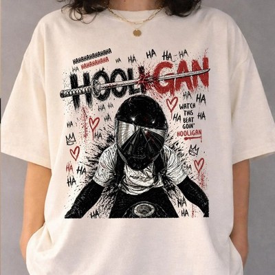 Vintage Hooligan Biker T-Shirt Comfort Colors Motorcycle Helmet Katana Rap Tee