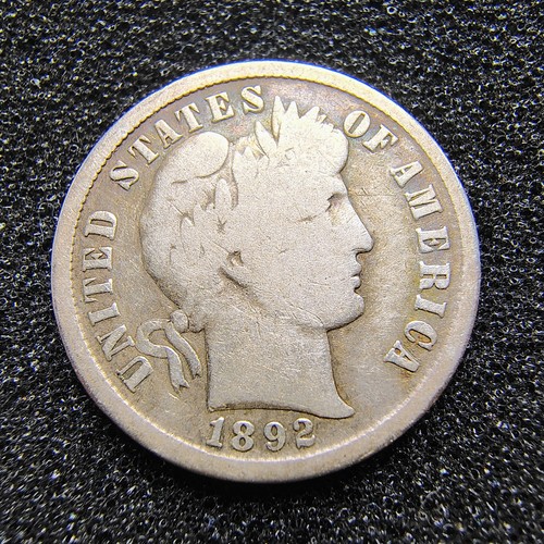 1892-S Barber Dime 10C - Better Date - San Francisco Mint -Mintage: 990,710- VG