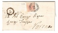 1854 Lombardo Veneto - 15 c. III tipo su lettera da Sanguinetto a Verona