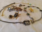 Vintage costume turtle collection jewelry  necklaces & brooches gold/silver tone