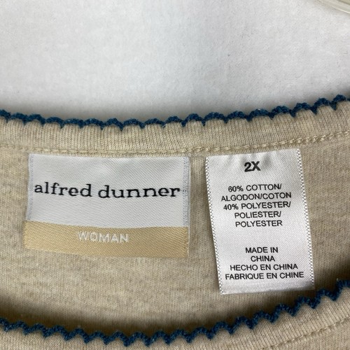 Maglia Alfred Dunner taglie forti 2X blu accento ricamato floreale. Manica 3/4. - Foto 3 di 9