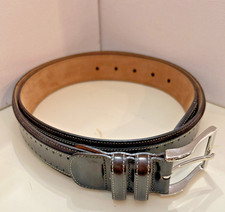 MEZLAN Men's Dress Belt 44 Brown Raised Leather Stitches Design 8693 Spain NWOT