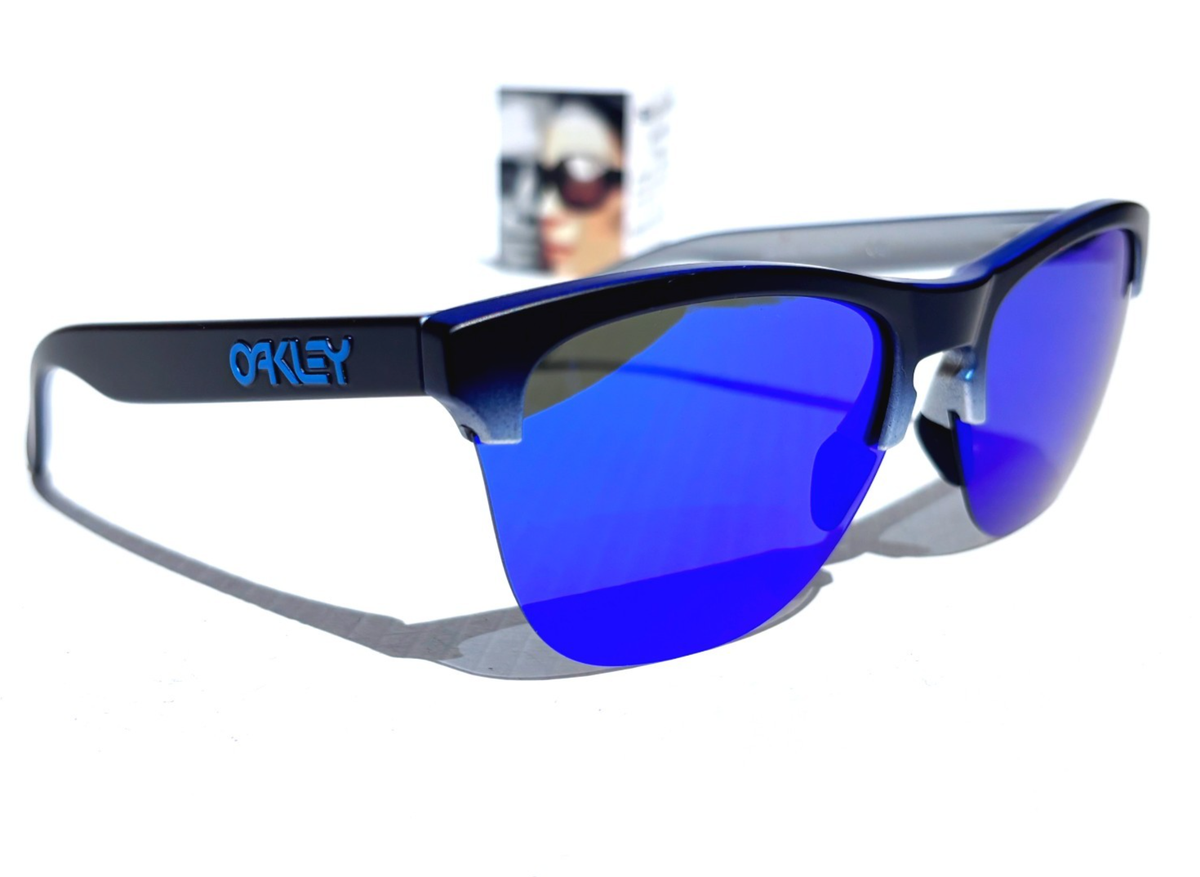 Oakley FROGSKINS LITE Black Silver Fade POLARIZED Galaxy Blue