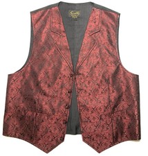 Scully Paisley Red Button Front Vest Mens Large RW093-RED