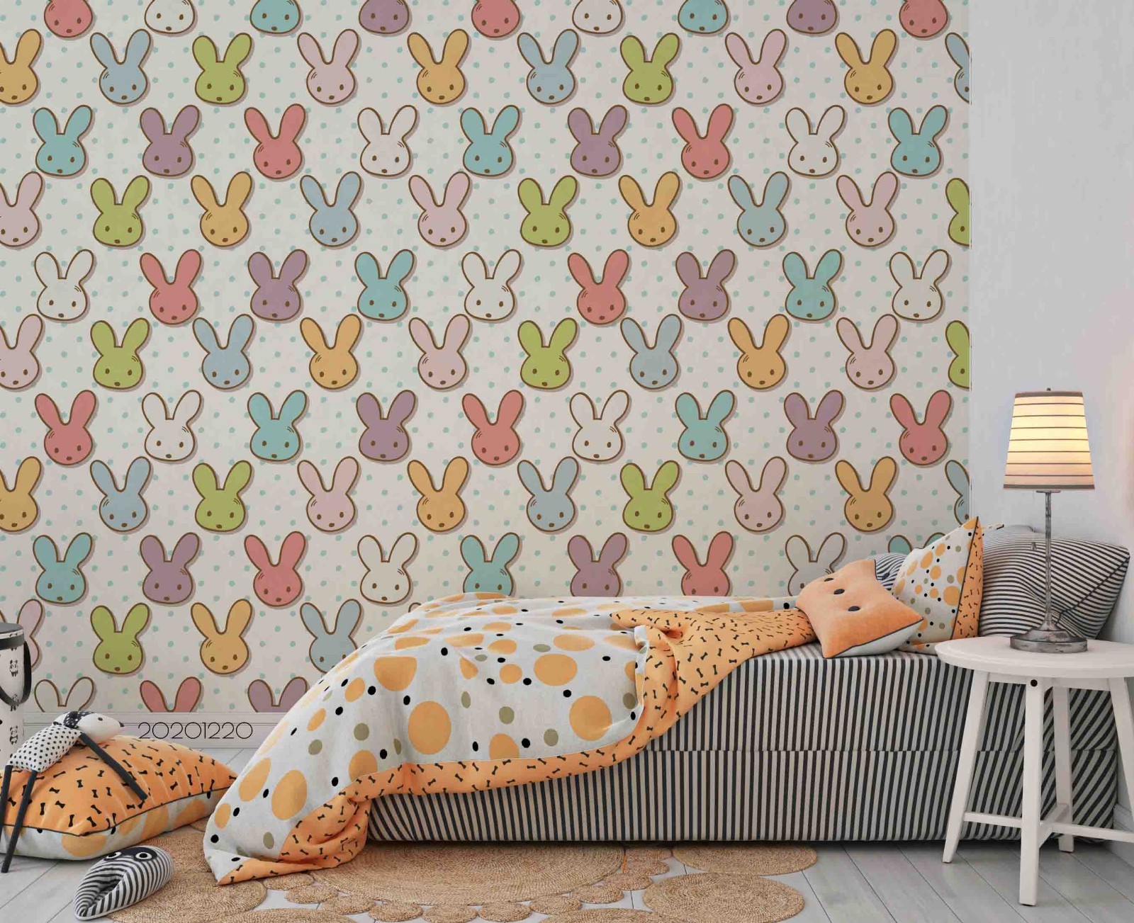 3D Rabbit Head Watercolor Pattern Wall Murals Wallpaper Murals Wall Sticker